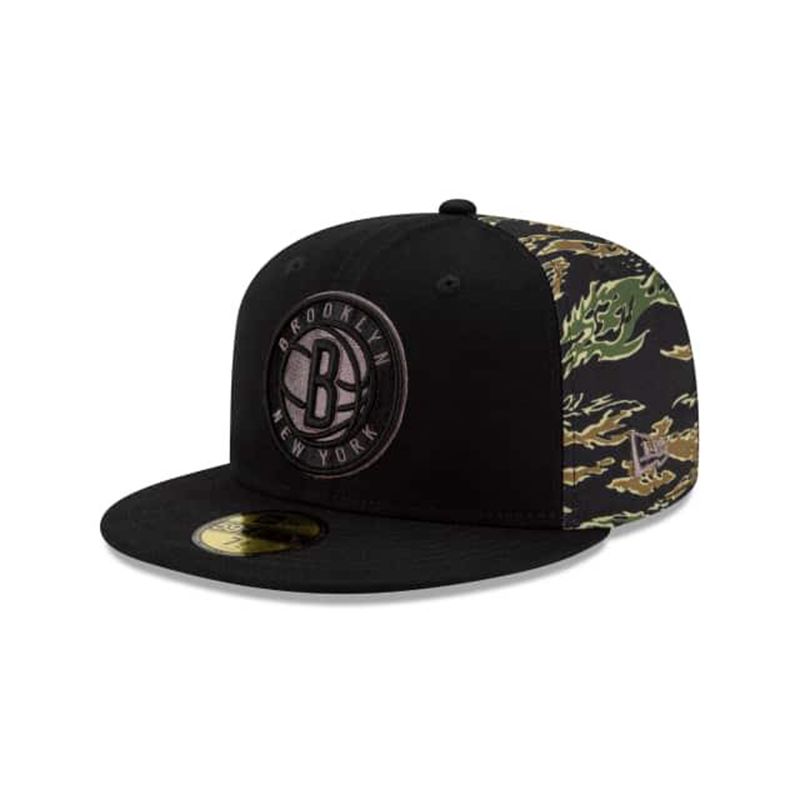 NBA Brooklyn Nets Camo Panel 59Fifty Fitted (IZN2761) - Black New Era Caps